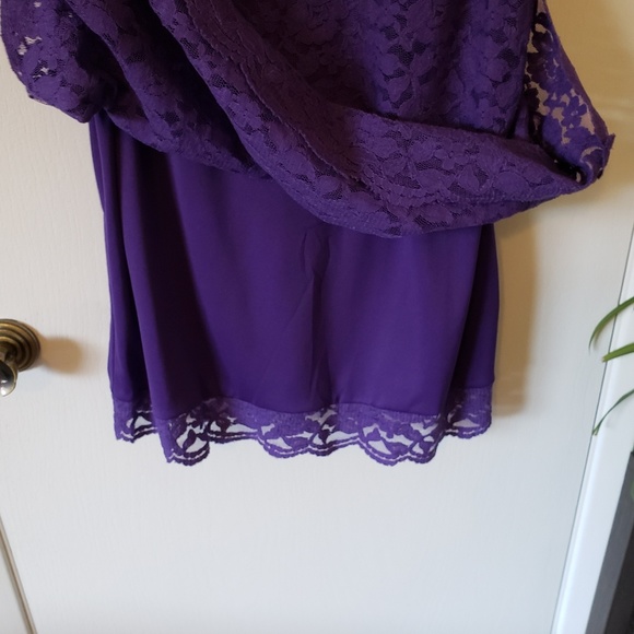 Nicole Miller Purple lace pencil dress lined sz 12 - Picture 6 of 7